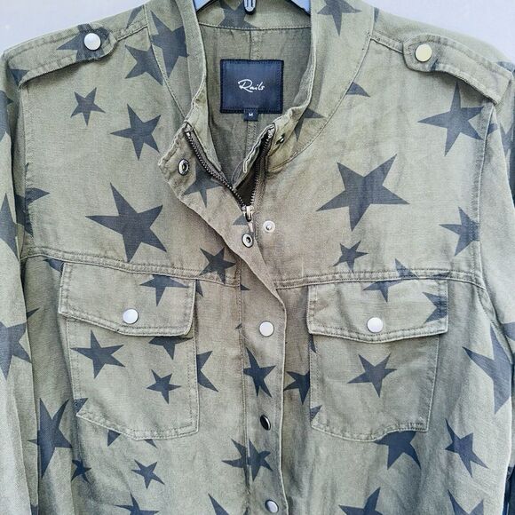 Rails Collins Sage Black Stars Print Utility Jacket size Medium - Picture 4 of 6